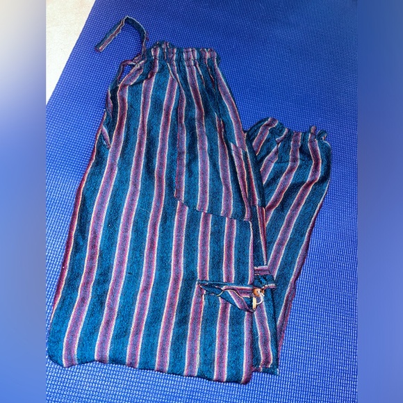 Striped Hippie pants / Harem style (blue and purple) - Picture 1 of 3
